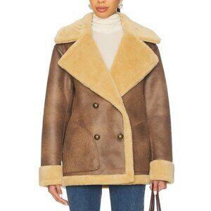 Free People Mari Reversible Coat Womens L Cozy Boho Chic Heritage Faux Fur